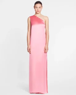 Discount Asymmetrical long dress with ribbon detail Women Dresses