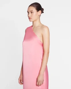 Discount Asymmetrical long dress with ribbon detail Women Dresses