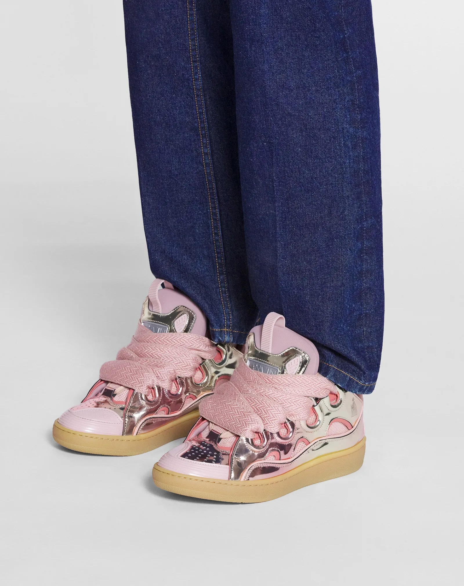 Online Curb sneakers in metallic leather Women Curb