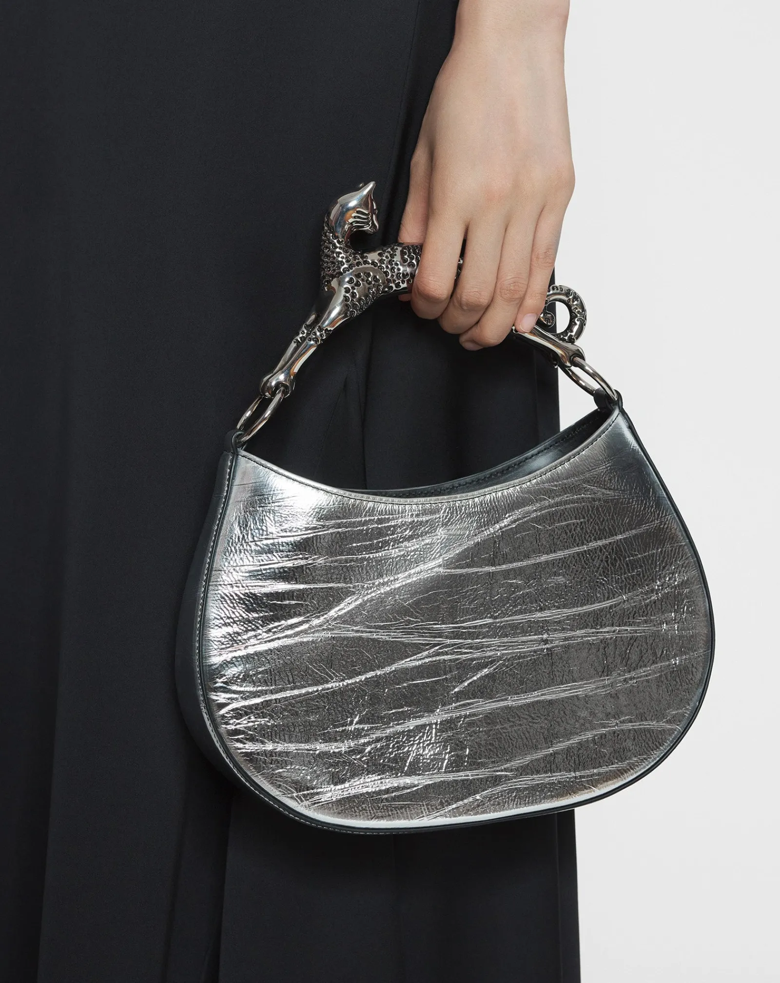 Online Hobo cat bag in metallic leather Women Hobo