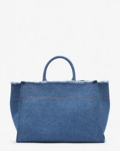 Outlet In&out mm tote bag in denim Women Tote Bags & Top Handle Bags