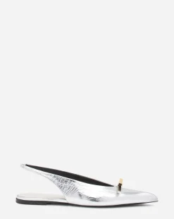Sale bow slingback in metallic leather Women Ballerinas