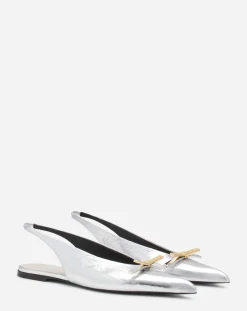 Sale bow slingback in metallic leather Women Ballerinas