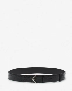 Clearance signature belt in crocodile-effect leather Belts