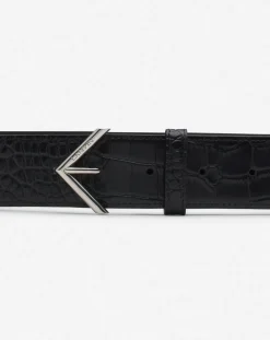 Clearance signature belt in crocodile-effect leather Belts