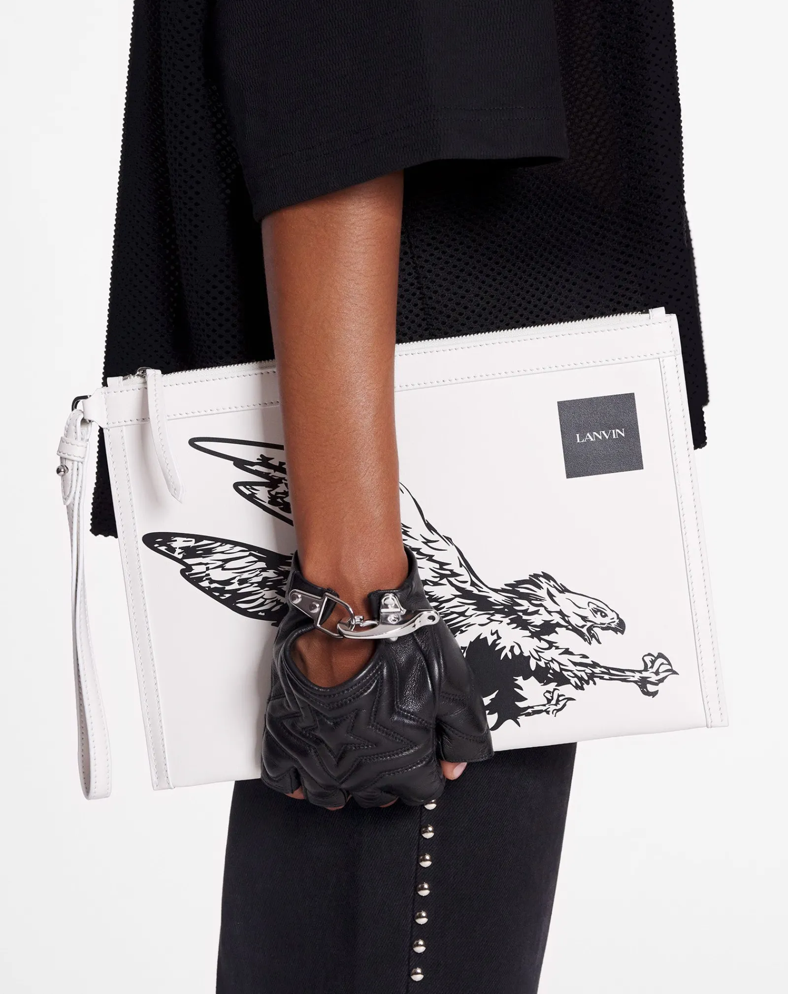 Discount x future leather clutch with eagle print Wallets & Small Leather Goods