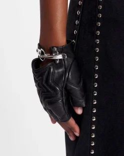 Hot x future quilted leather mittens Gloves