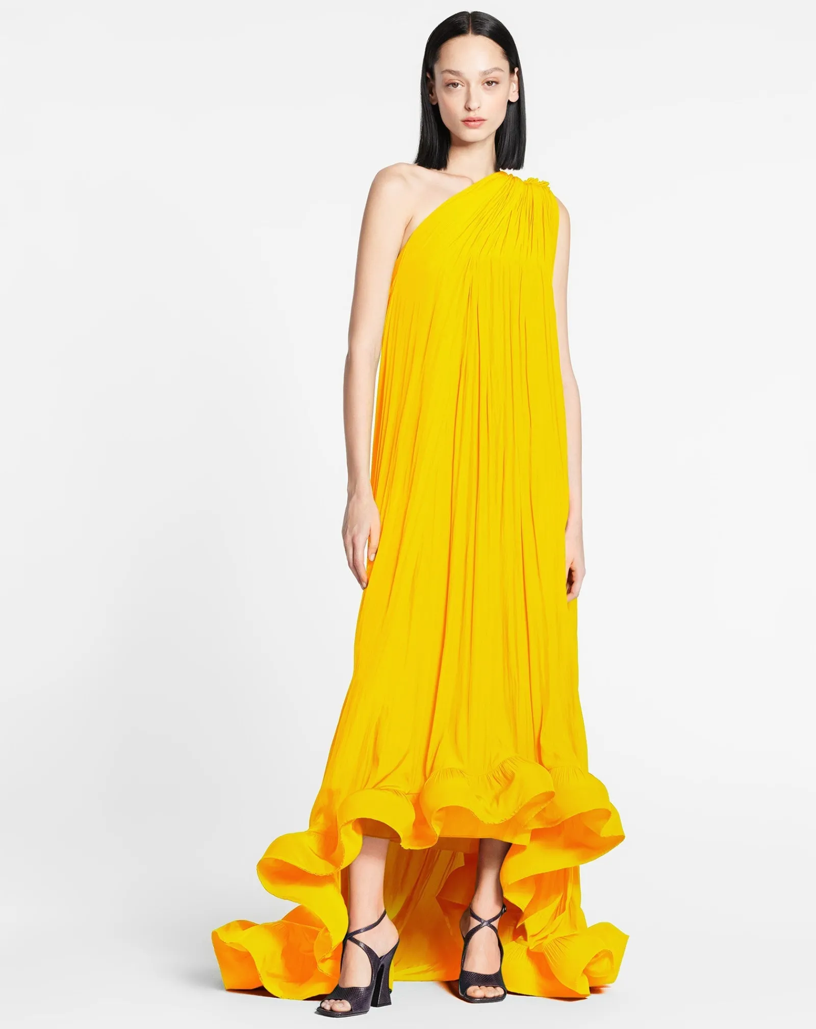 Sale Long charmeuse asymmetric tribute dress Women Dresses
