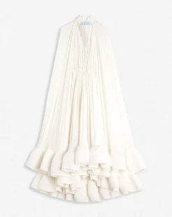 Hot Long charmeuse ruffle dress Women Dresses