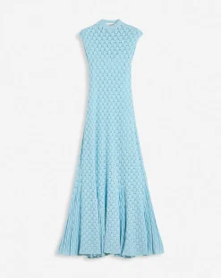 Outlet Long dress in lace effect knit Women Dresses