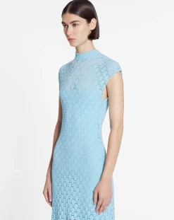 Outlet Long dress in lace effect knit Women Dresses