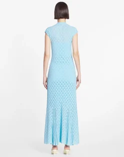 Outlet Long dress in lace effect knit Women Dresses
