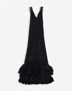 Long embroidered charmeuse evening gown Women Dresses