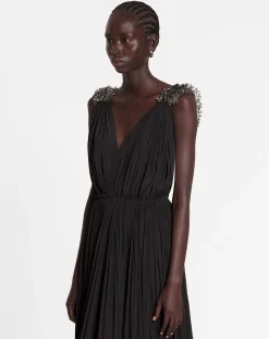 Long embroidered charmeuse evening gown Women Dresses