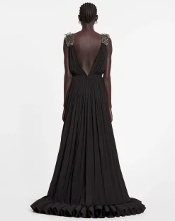 Long embroidered charmeuse evening gown Women Dresses