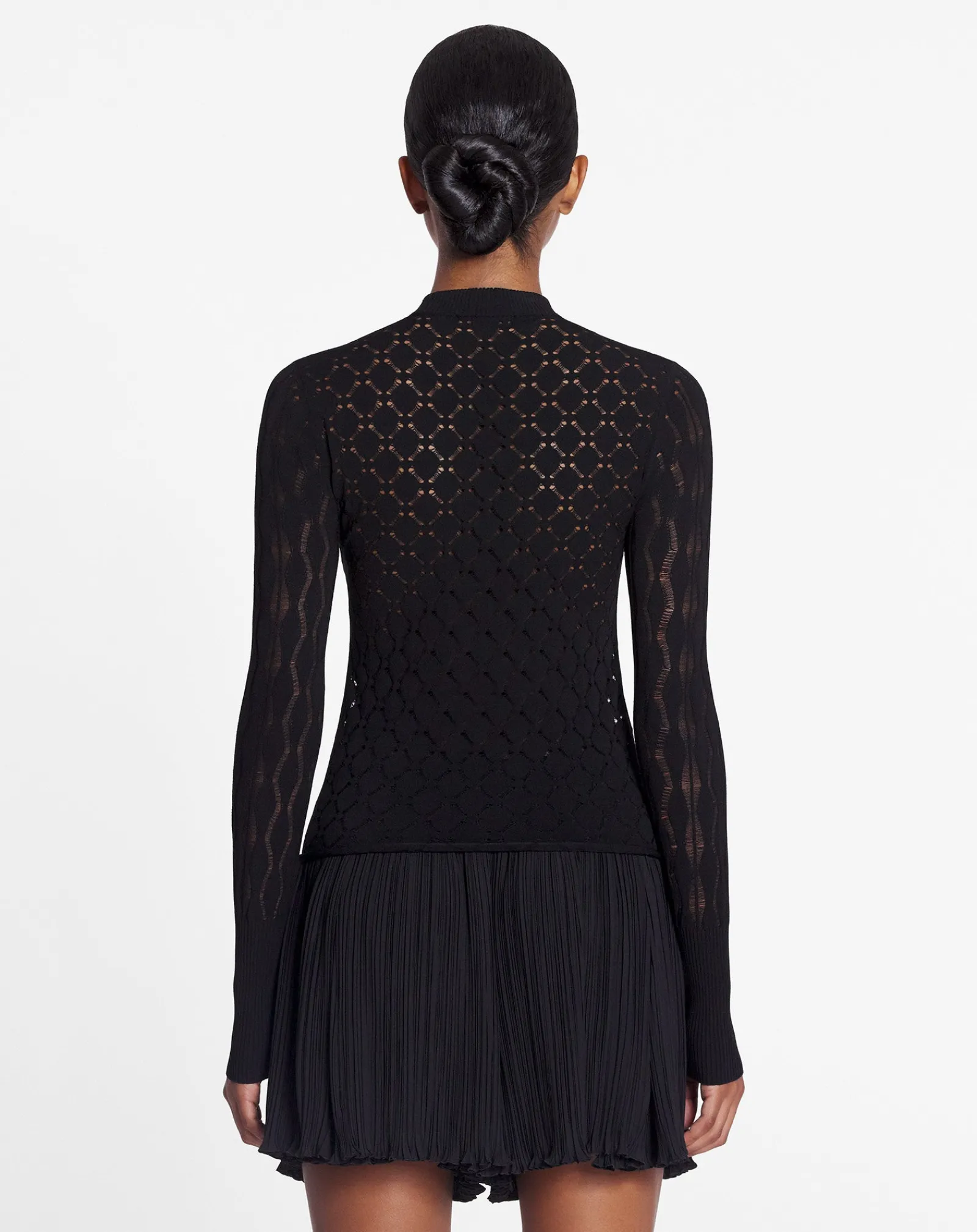 Sale Long-sleeved top in lace effect knit Women Knitwear