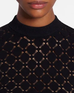 Sale Long-sleeved top in lace effect knit Women Knitwear