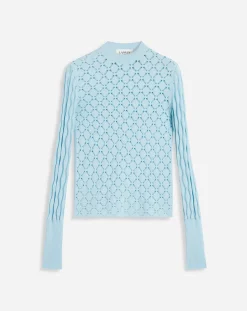 Sale Long-sleeved top in lace effect knit Women Knitwear
