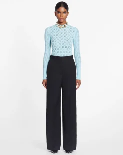Sale Long-sleeved top in lace effect knit Women Knitwear