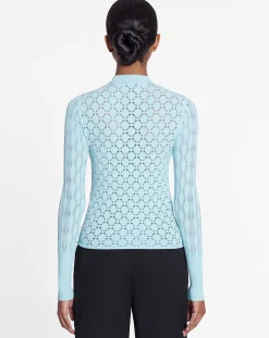 Sale Long-sleeved top in lace effect knit Women Knitwear