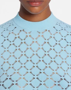 Sale Long-sleeved top in lace effect knit Women Knitwear