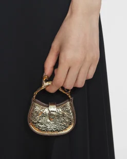 Clearance Micro hobo cat charm bag in crackled metallic leather Women Hobo