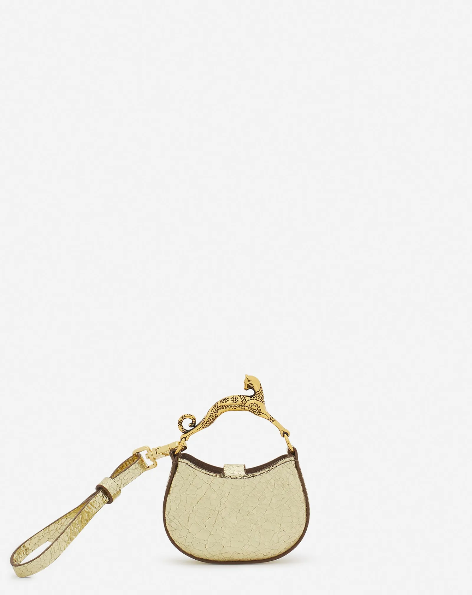 Clearance Micro hobo cat charm bag in crackled metallic leather Women Hobo