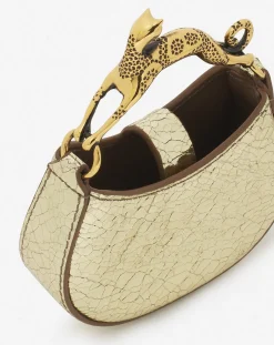 Clearance Micro hobo cat charm bag in crackled metallic leather Women Hobo