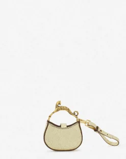 Clearance Micro hobo cat charm bag in crackled metallic leather Women Hobo