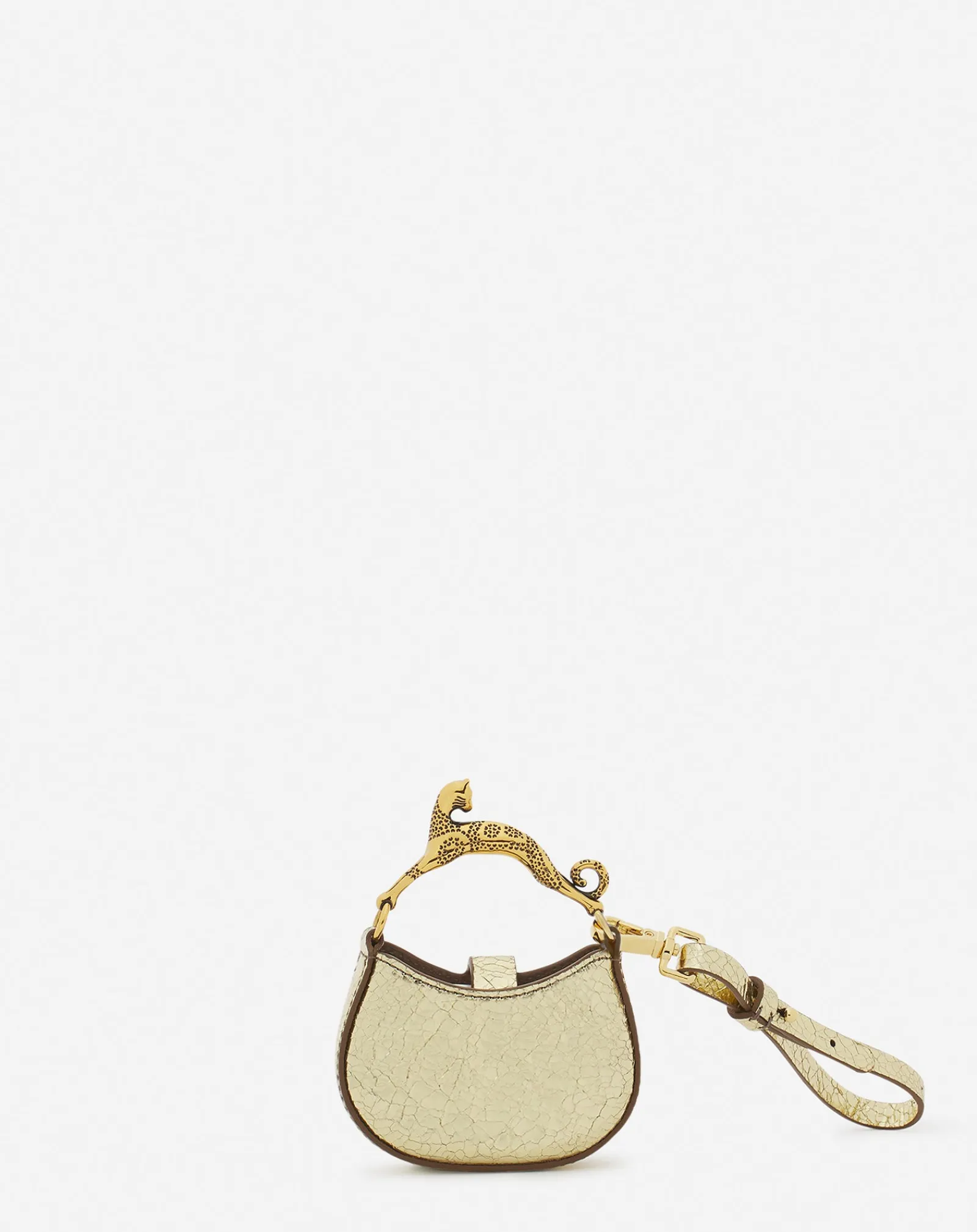 Clearance Micro hobo cat charm bag in crackled metallic leather Women Hobo