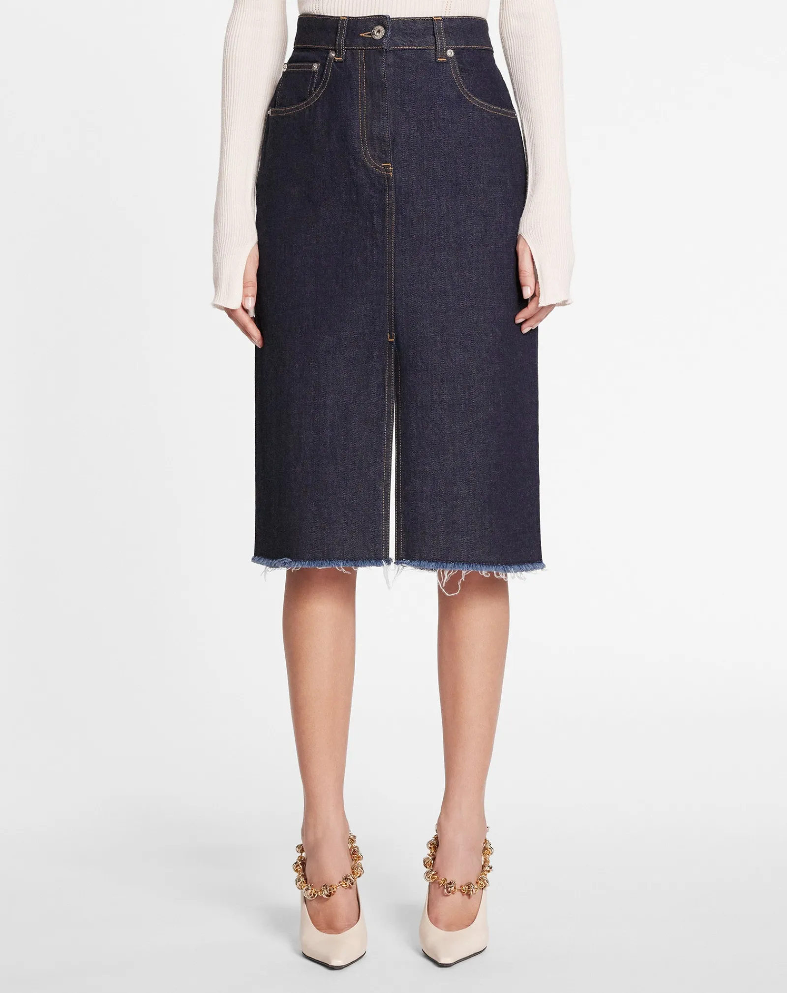 Hot Mid-length straight denim skirt Women Skirts & Shorts