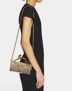 Hot Nano pencil cat bag in crackled metallic leather Women Crossbody Bags & Shoulder Bags