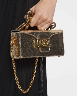 Clearance Nano pencil cat bag in crackled metallic leather Women Pencil