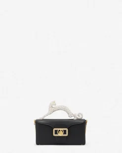 Sale Nano pencil cat leather and rhinestone bag Women Pencil