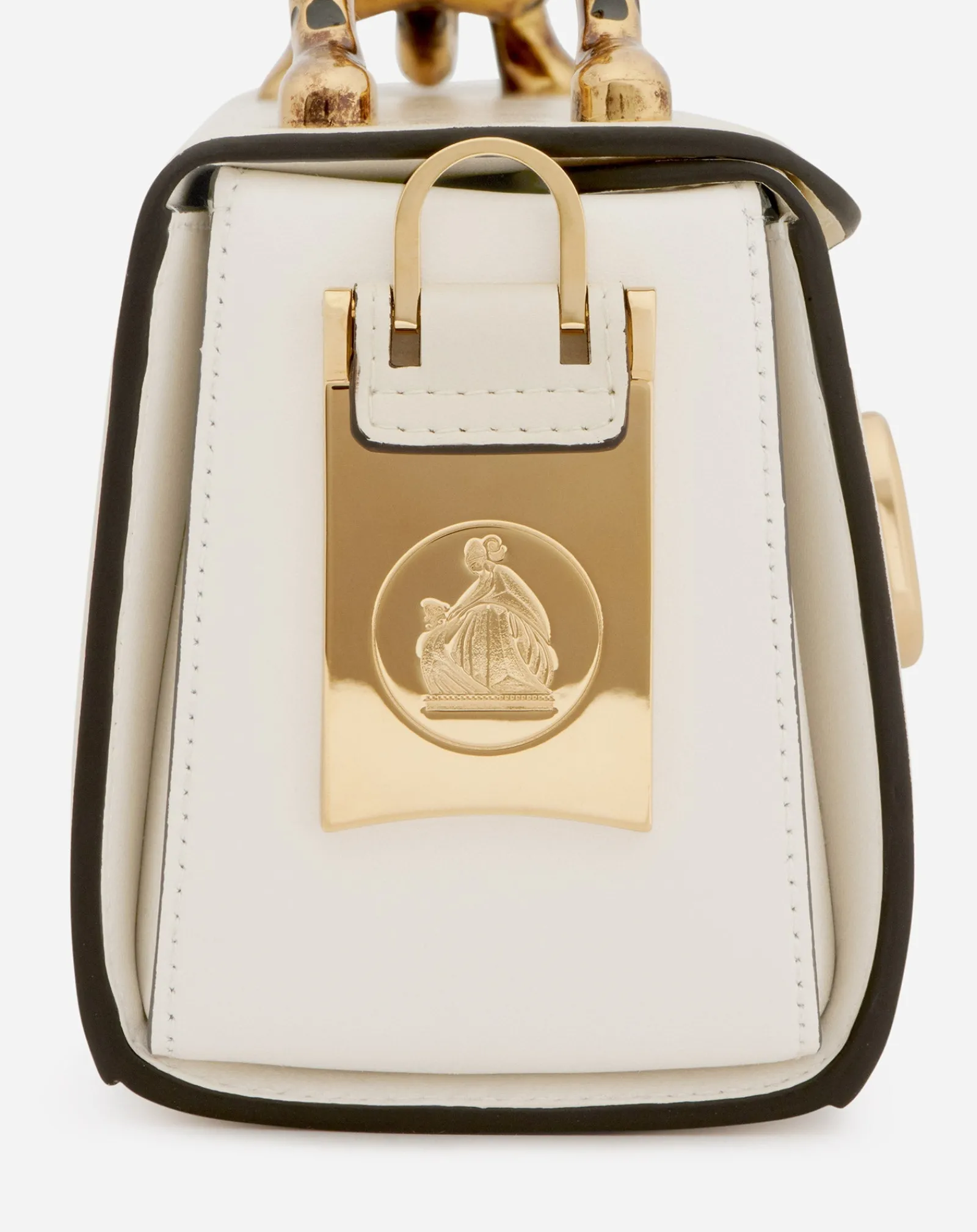 Pencil cat bag in shiny calfskin leather and rhinestones Women Tote Bags & Top Handle Bags