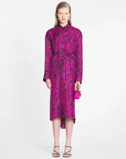 Online Printed shirt dress with pleats Women Dresses