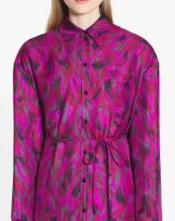 Online Printed shirt dress with pleats Women Dresses