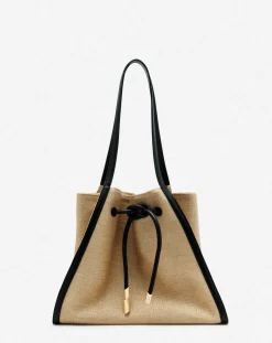 Sequence bag in leather and raffia Women Tote Bags & Top Handle Bags