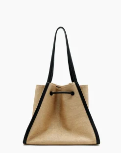 Sequence bag in leather and raffia Women Tote Bags & Top Handle Bags
