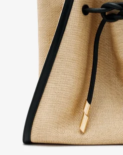 Sequence bag in leather and raffia Women Tote Bags & Top Handle Bags