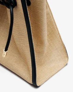 Sequence bag in leather and raffia Women Tote Bags & Top Handle Bags