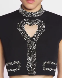 Best Short sleeveless jacket with a heart detail Women Tops