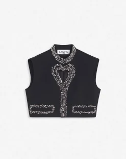 Short sleeveless jacket with a heart detail Women Coats & Jackets