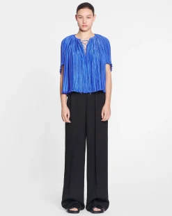 Hot Short-sleeved pleated blouse Women Tops
