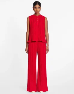 Sleeveless pleated top Women Tops