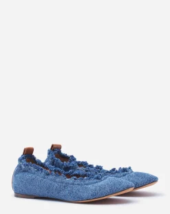 Outlet The ballerina flat in denim Women Ballerinas