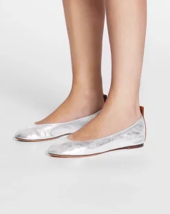 Online The ballerina flat in metallic leather Women Ballerinas